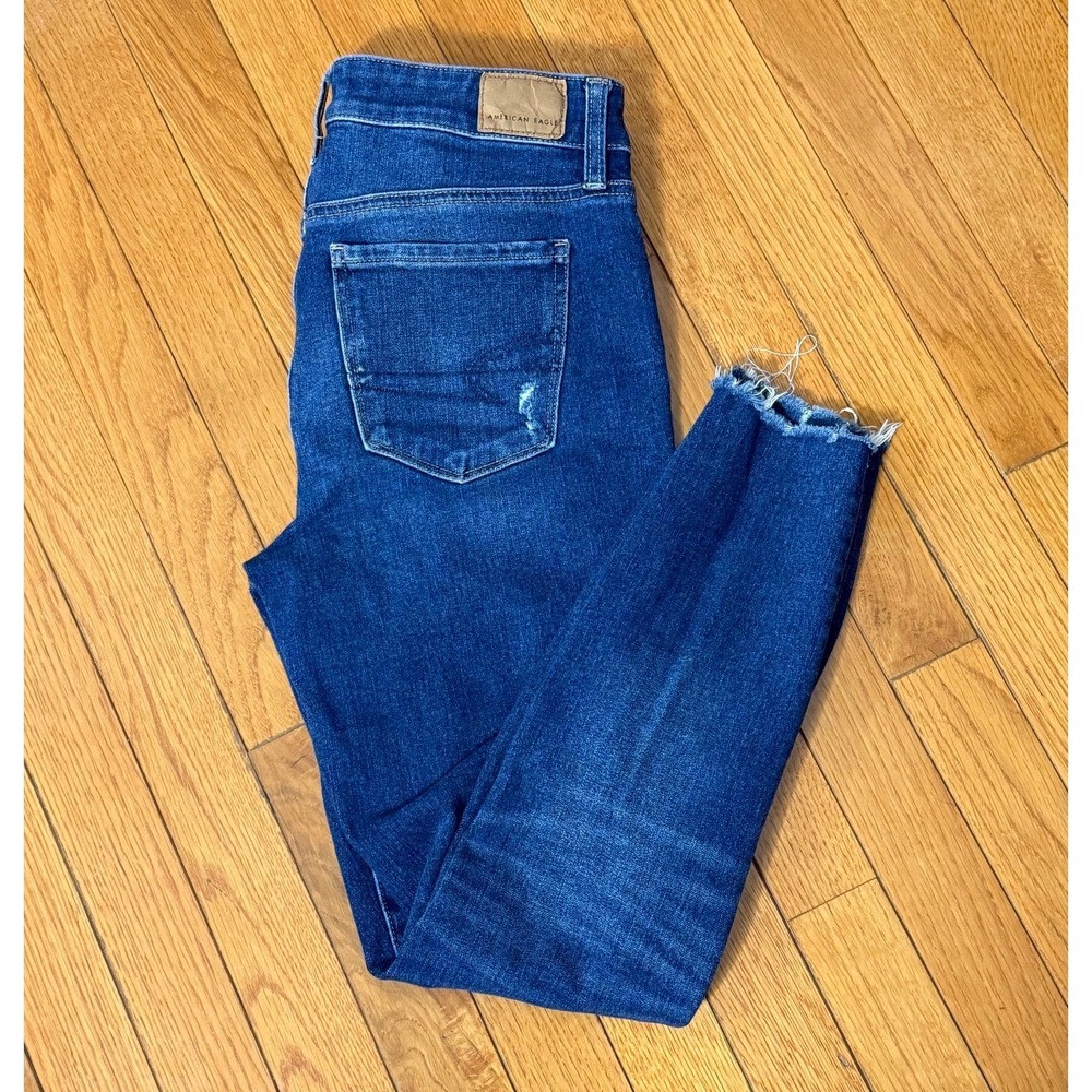 Altar'd State Women's Distressed Skinny Jeans Blue Dark Wash Raw Hem 27/5